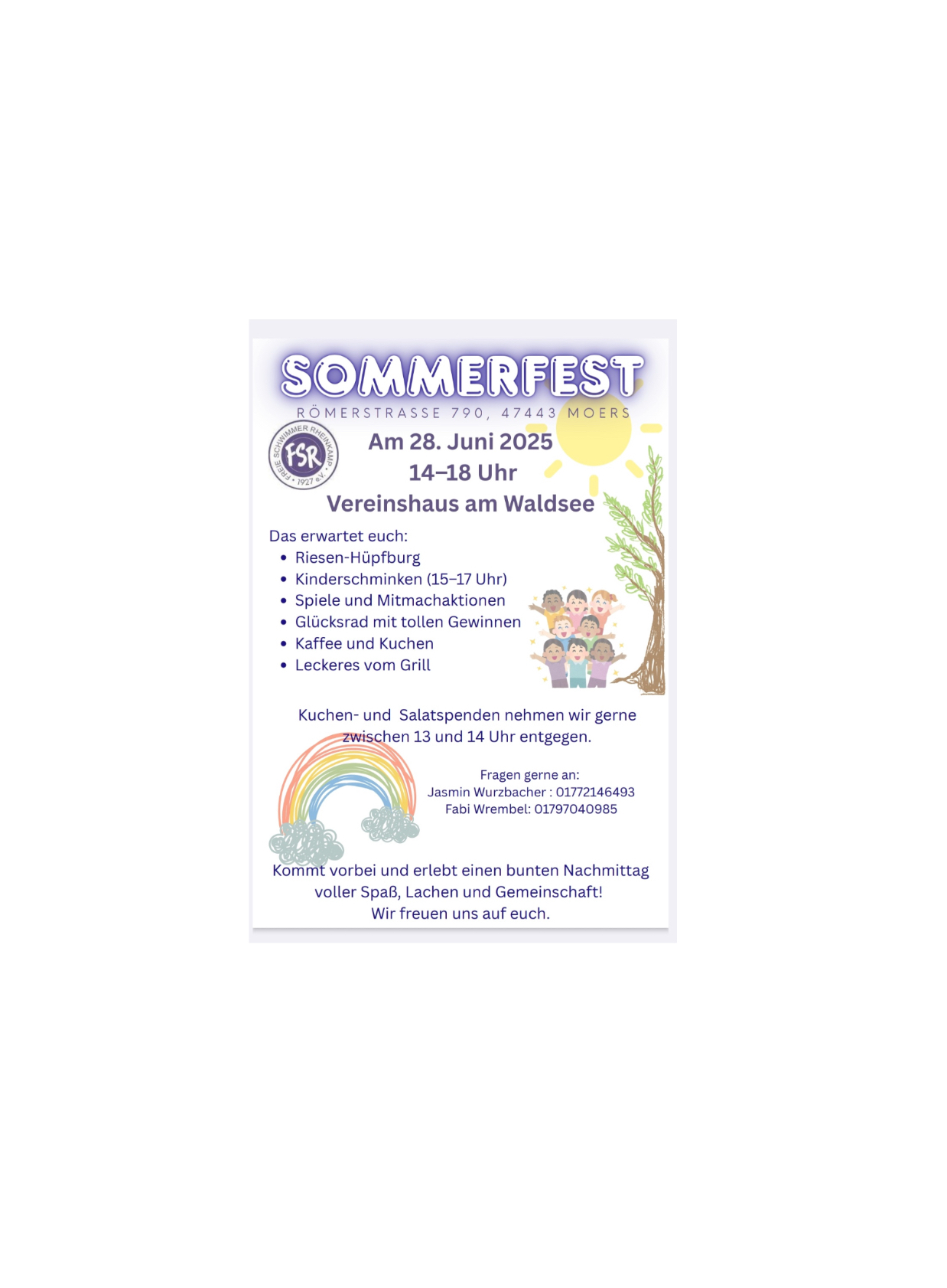 FSR Sommerfest am 28.06.2025  14 – 18 Uhr